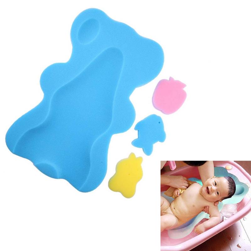 Baby Bath Holder Mesh Pocket Newborn Seat Bath Pad Soft Cushion Bed Infant Anti-slip Shower Sponge Cushion Anti-slip Bear Design